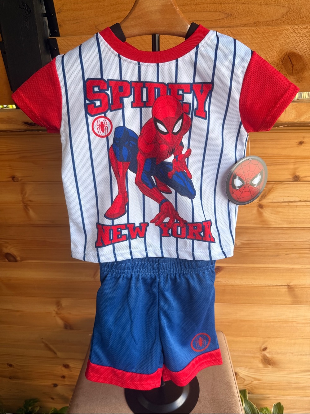 Marvel Spidey Red & Blue Baseball-Style Kids Costume NWT